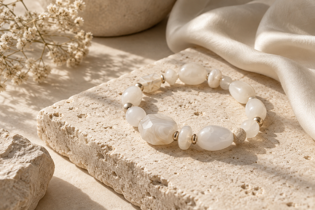 White agate bracelet meaning and styling guide by SoftLumina