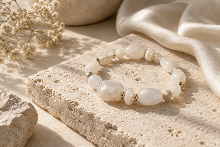 White agate bracelet meaning and styling guide by SoftLumina