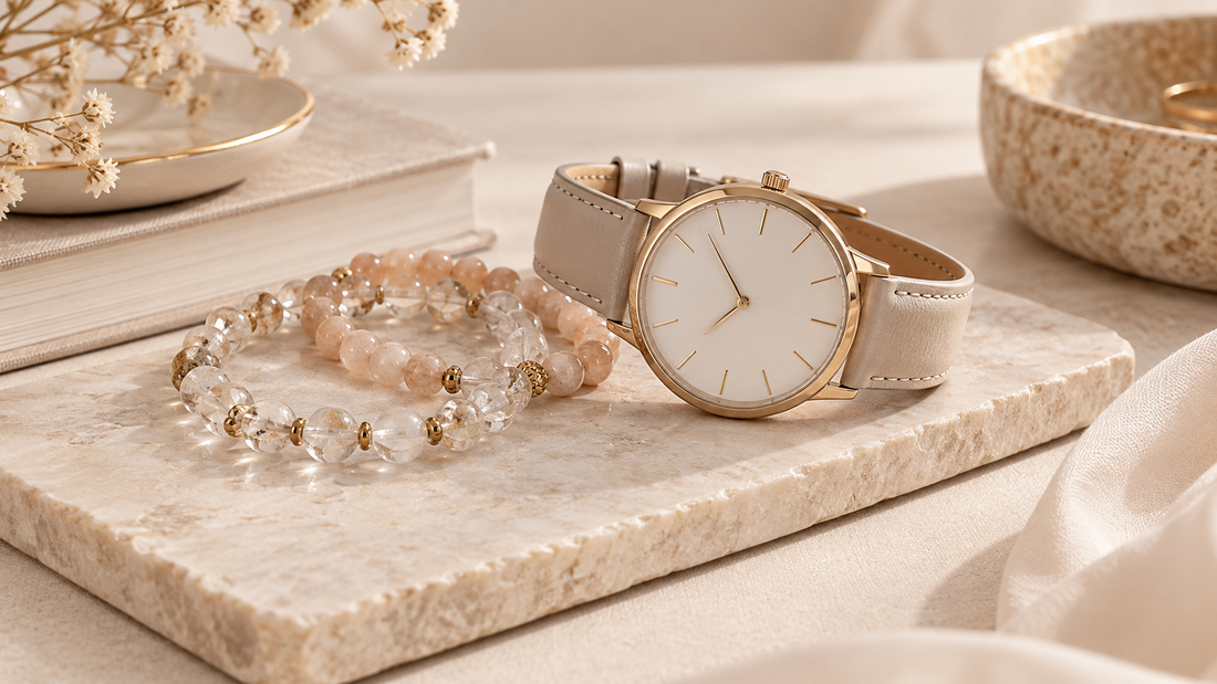 How to wear crystal bracelets with a watch styling guide by SoftLumina