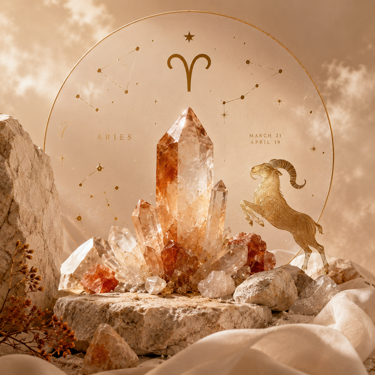 Aries inspired natural crystal jewelry by SoftLumina