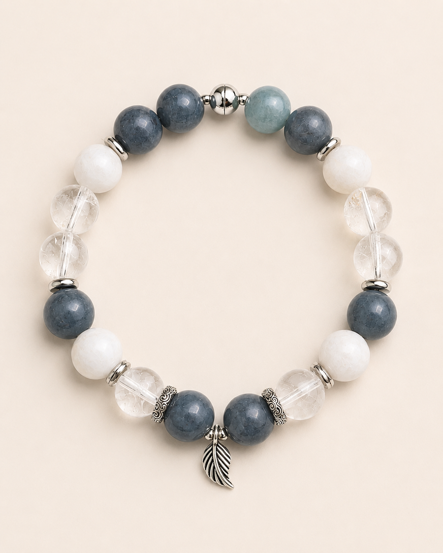 Bracelet apaisant feuille d'argent Serena