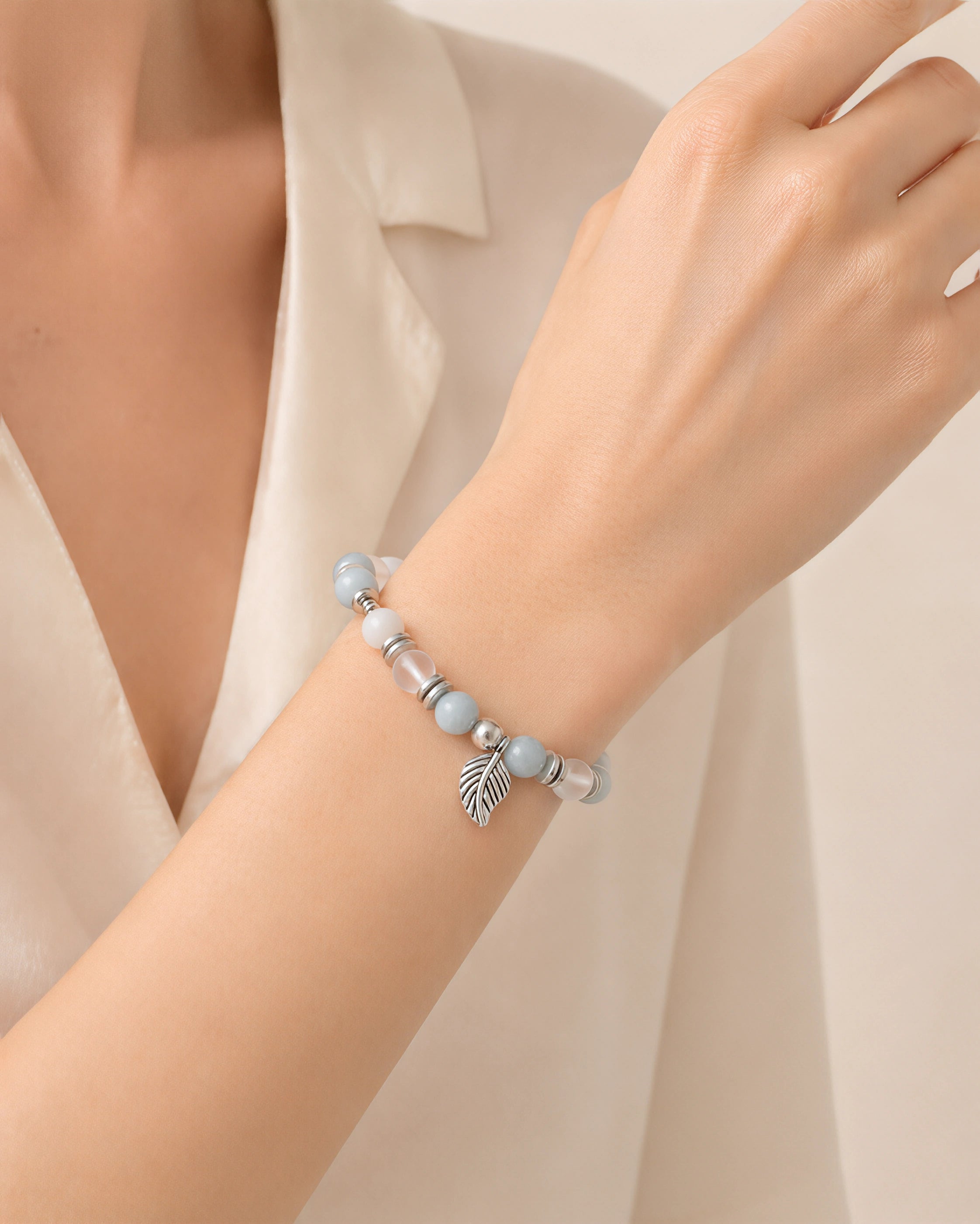 Serena Silver Leaf Calm Bracelet