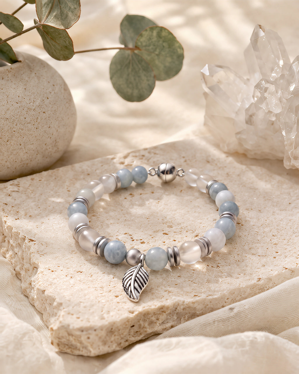 Serena Silver Leaf Calm Bracelet