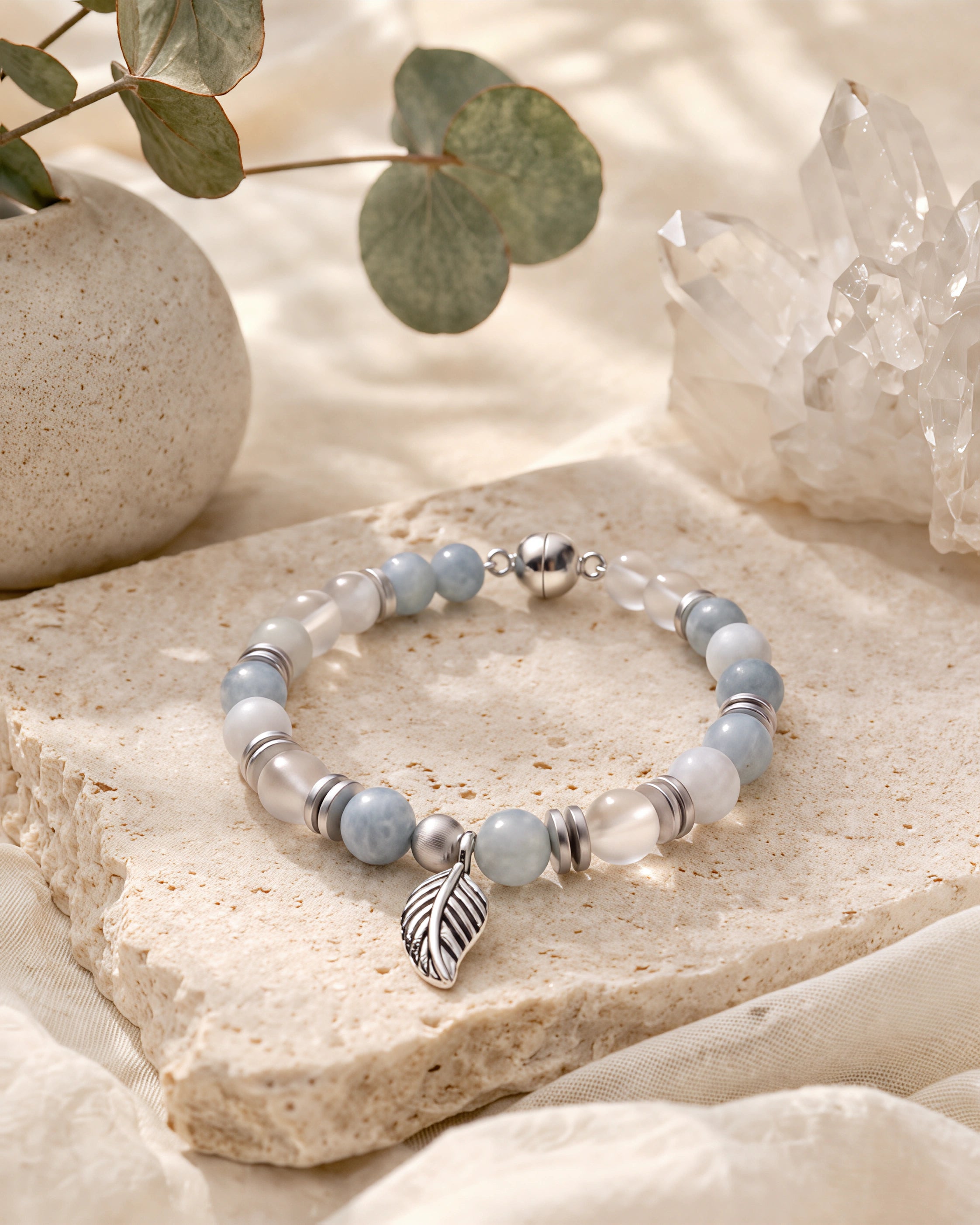 Serena Silver Leaf Calm Bracelet