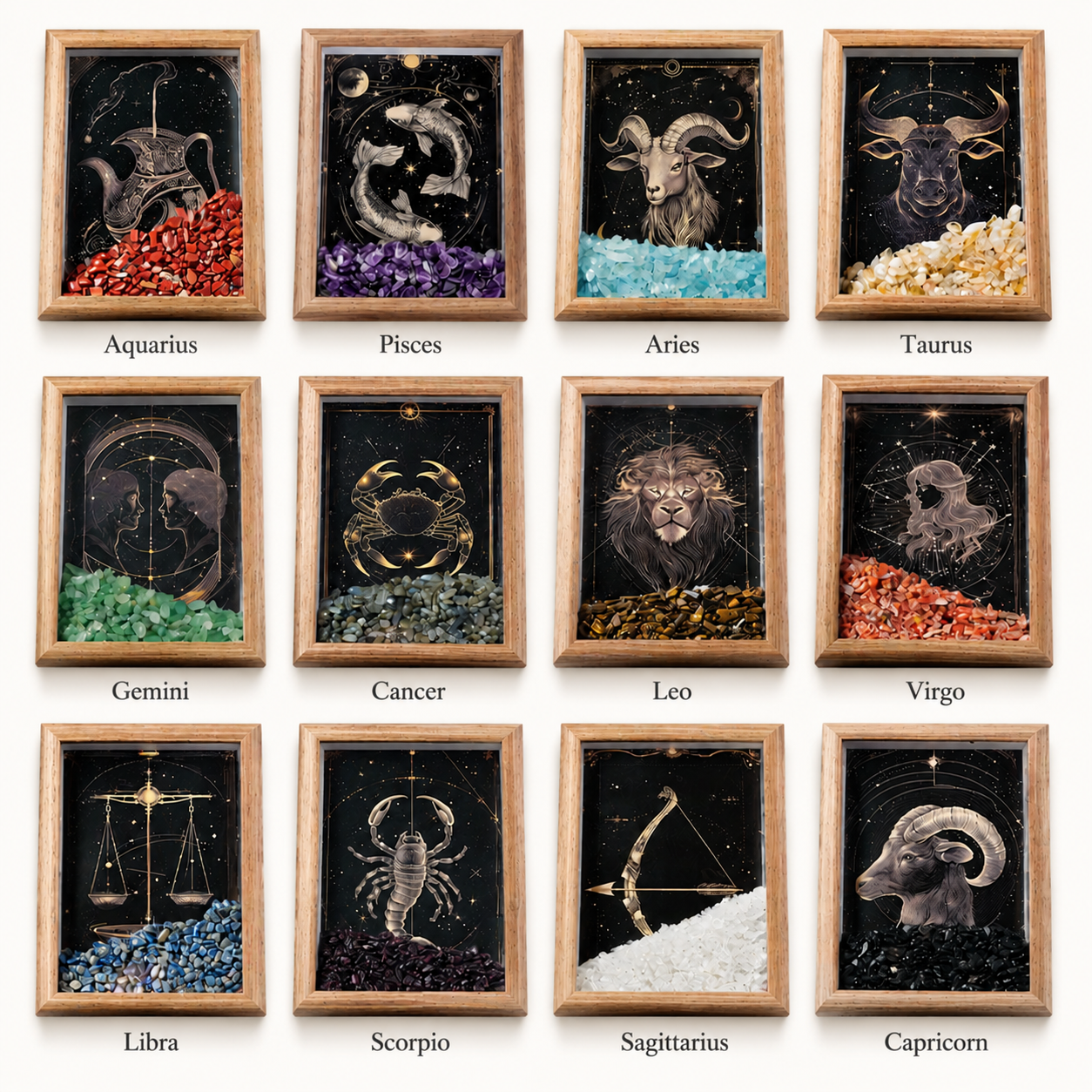 Zodiac Crystal Frame | Natural Crystal Specimen Collection
