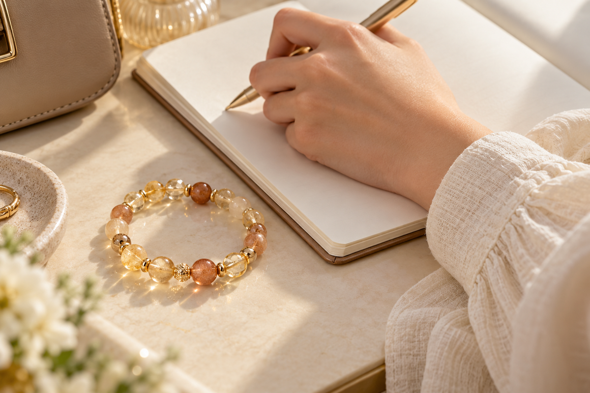 Confidence crystal bracelet styling editorial by SoftLumina